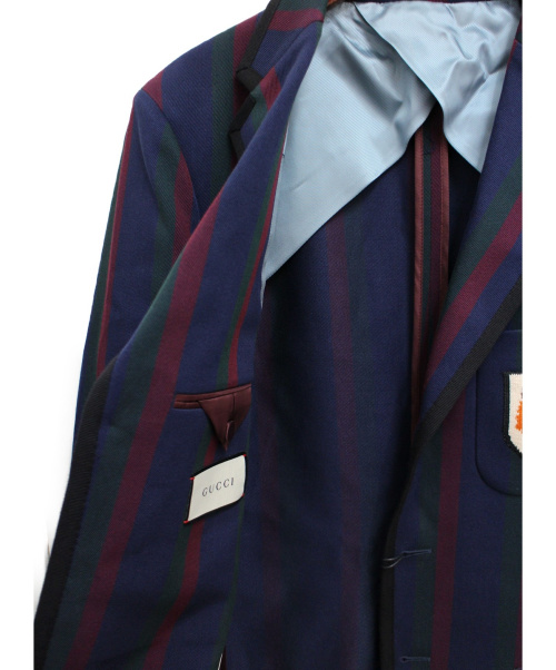 GUCCI（グッチ）GUCCI (グッチ) 19AW タイガーワッペンテーラードジャケット ネイビー サイズ:46の古着・服飾アイテム