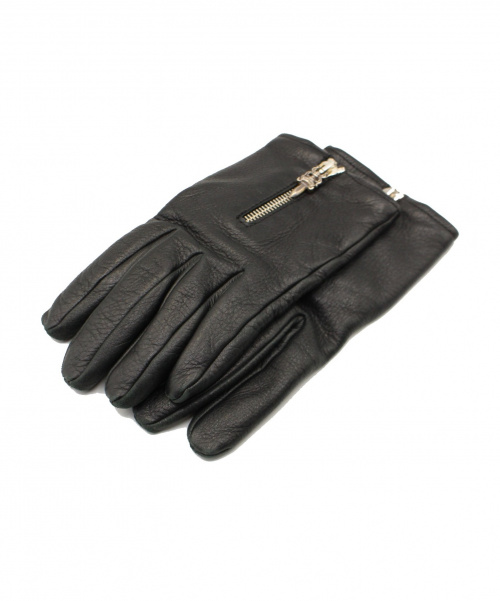 CHROME HEARTS（クロムハーツ）CHROME HEARTS (クロムハーツ) レザーグローブ ブラック サイズ:8の古着・服飾アイテム