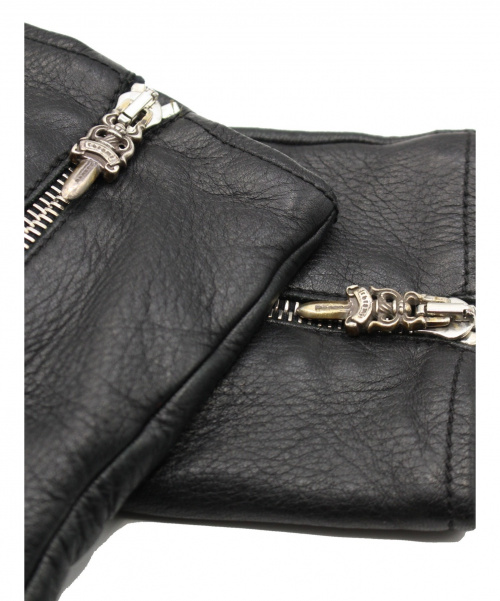 CHROME HEARTS（クロムハーツ）CHROME HEARTS (クロムハーツ) レザーグローブ ブラック サイズ:8の古着・服飾アイテム