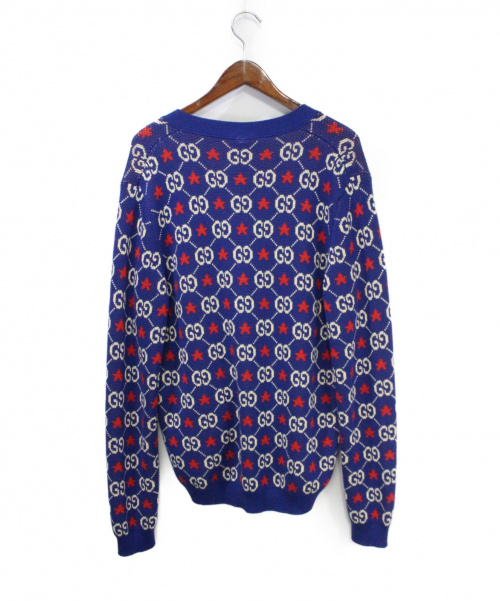 GUCCI（グッチ）GUCCI (グッチ) GGロゴカーディガン ブルー サイズ:Sの古着・服飾アイテム
