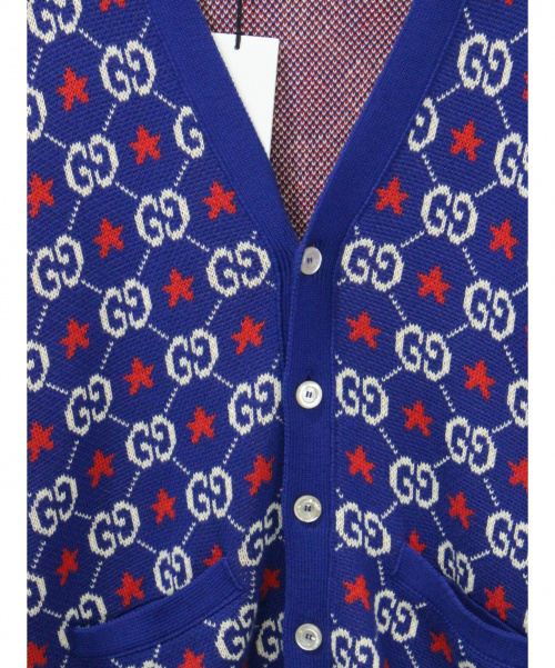GUCCI（グッチ）GUCCI (グッチ) GGロゴカーディガン ブルー サイズ:Sの古着・服飾アイテム