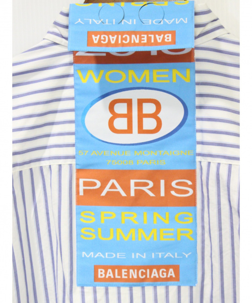 BALENCIAGA（バレンシアガ）BALENCIAGA (バレンシアガ) ストライプシャツ ブルー サイズ:36の古着・服飾アイテム