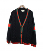 GUCCIグッチ）の古着「オーバーサイズケーブルニットカーディガン」｜ブラック