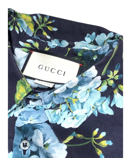 GUCCI（グッチ）GUCCI (グッチ) ブルームス 花柄シャツ ネイビー×ブルー サイズ:43の古着・服飾アイテム