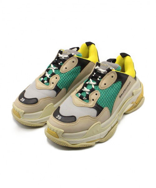 BALENCIAGA（バレンシアガ）BALENCIAGA (バレンシアガ) TRIPLE S グリーン×イエロー サイズ:39の古着・服飾アイテム