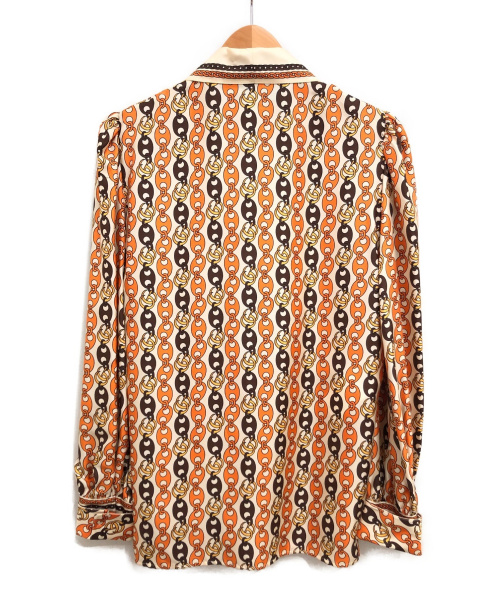 GUCCI（グッチ）GUCCI (グッチ) 20SS チェーン柄シルクブラウス ベージュ サイズ:38の古着・服飾アイテム