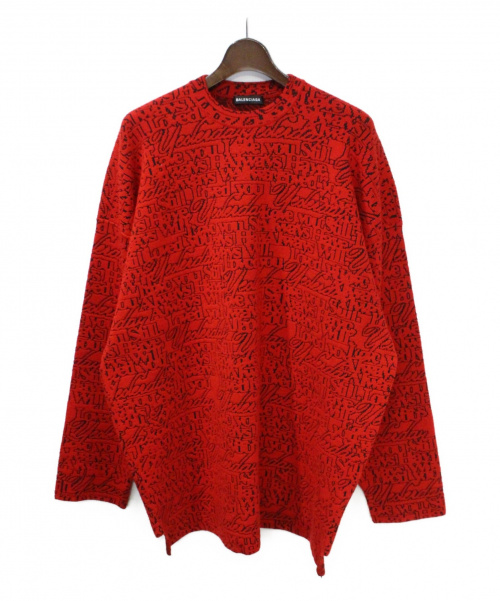 BALENCIAGA（バレンシアガ）BALENCIAGA (バレンシアガ) Slogan Print Sweater レッド サイズ:XSの古着・服飾アイテム