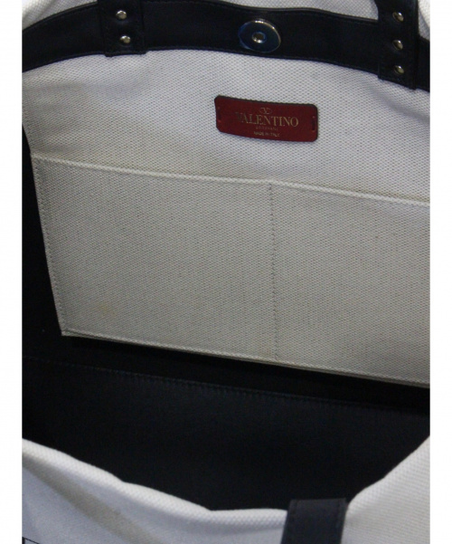 VALENTINO（ヴァレンティノ）VALENTINO (ヴァレンティノ) VLTN キャンバストートバッグ クリームの古着・服飾アイテム