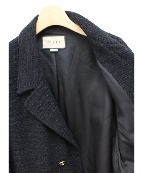 GUCCI（グッチ）GUCCI (グッチ) 21SS ダブルプレストツイードジャケット ブラック サイズ:36の古着・服飾アイテム