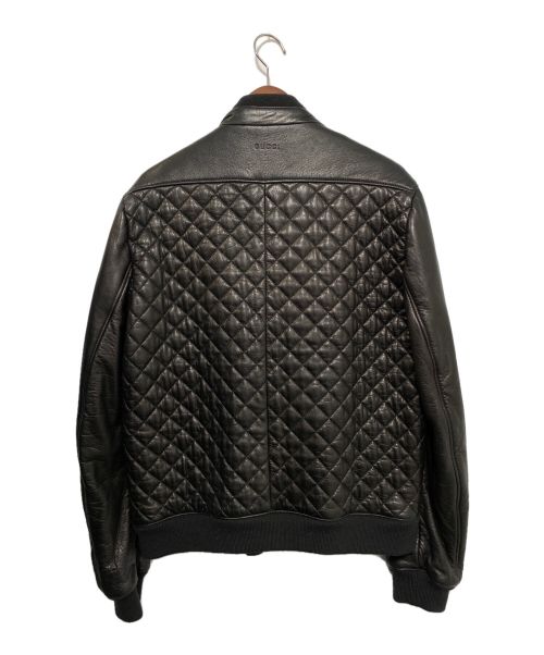 GUCCI（グッチ）GUCCI (グッチ) キルティングライダースレザージャケット ブラック サイズ:50の古着・服飾アイテム