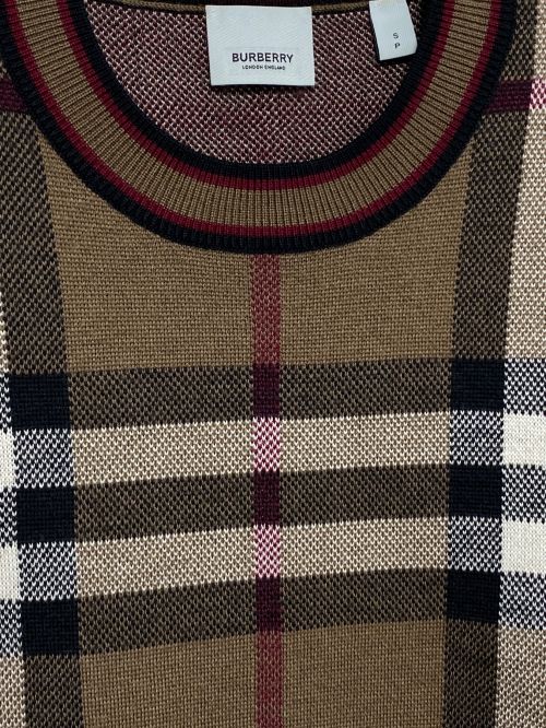 BURBERRY（バーバリー）BURBERRY (バーバリー) ウールチェックニット ブラウン サイズ:Sの古着・服飾アイテム