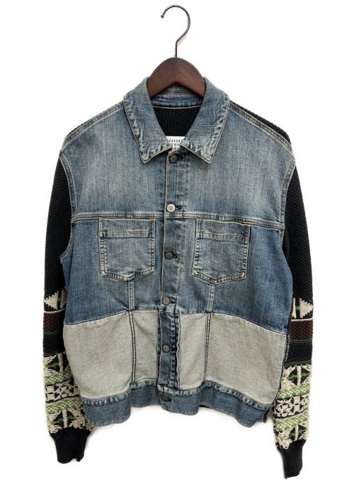 Maison Margiela（メゾンマルジェラ）Maison Margiela (メゾンマルジェラ) コントラストスリーブデニムジャケット インディゴ サイズ:44の古着・服飾アイテム