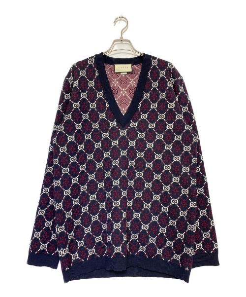 GUCCI（グッチ）GUCCI (グッチ) GGダイヤモンドニット ネイビー サイズ:Lの古着・服飾アイテム