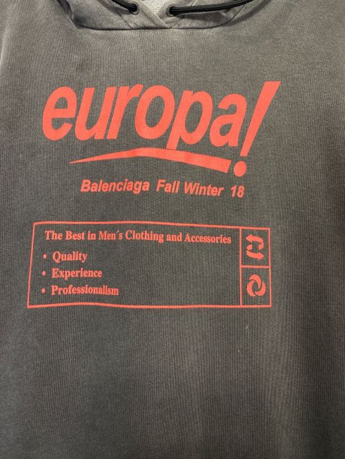 BALENCIAGA（バレンシアガ）BALENCIAGA (バレンシアガ) Europa! Print Hoodie  グレー サイズ:XXSの古着・服飾アイテム