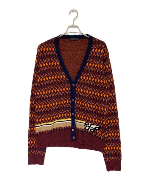 PRADA（プラダ）PRADA (プラダ) 総柄カーディガン ブラウン サイズ:50の古着・服飾アイテム