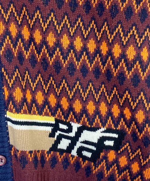PRADA（プラダ）PRADA (プラダ) 総柄カーディガン ブラウン サイズ:50の古着・服飾アイテム