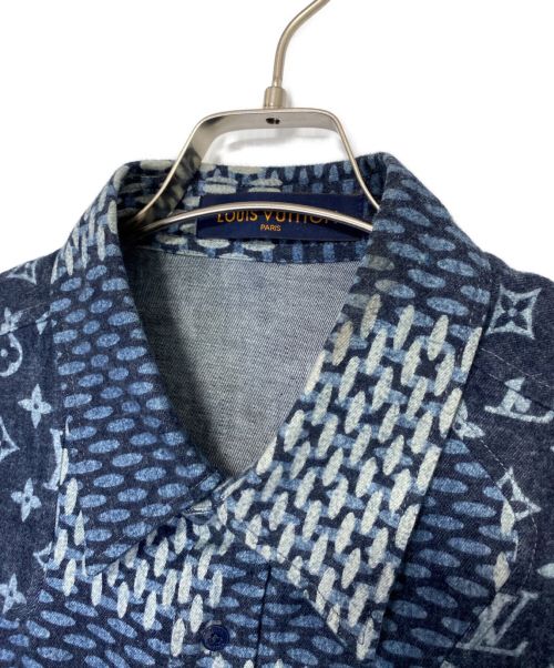 LOUIS VUITTON（ルイ ヴィトン）LOUIS VUITTON (ルイ ヴィトン) モノグラム ダミエWAVES シャツ ネイビー サイズ:XXLの古着・服飾アイテム