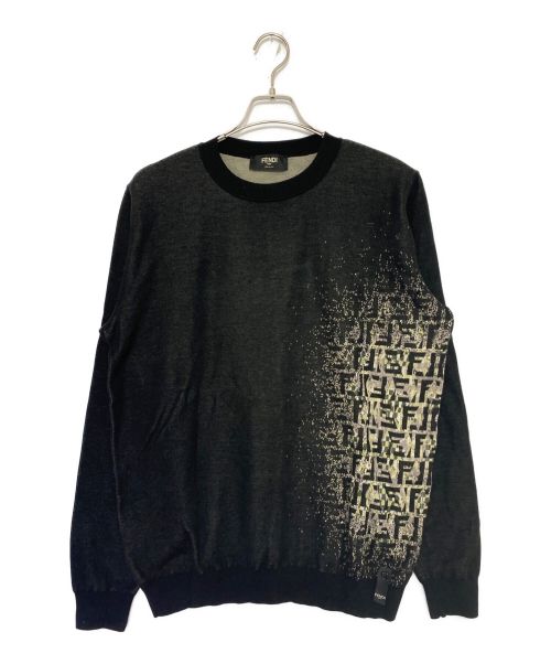 FENDI（フェンディ）FENDI (フェンディ) Girocollo Shaded Logo Knit ブラック サイズ:54の古着・服飾アイテム