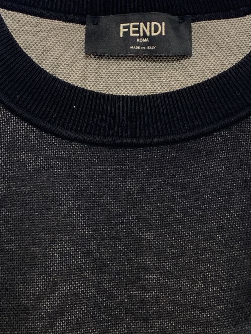FENDI（フェンディ）FENDI (フェンディ) Girocollo Shaded Logo Knit ブラック サイズ:54の古着・服飾アイテム