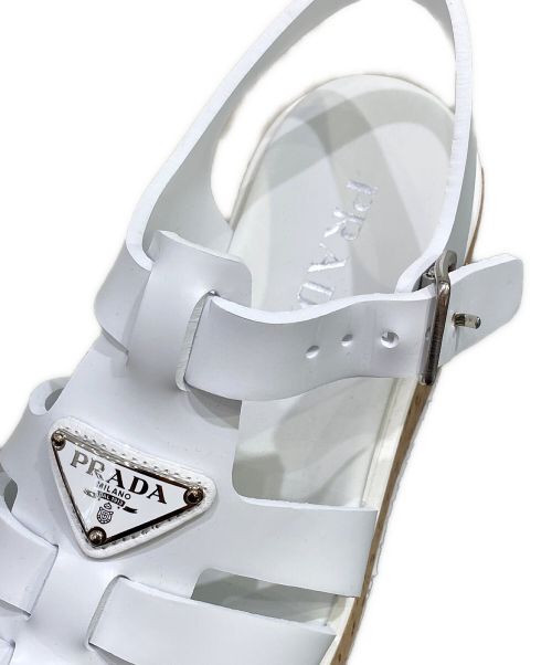 PRADA（プラダ）PRADA (プラダ) ウェッチプラットフォームサンダル ホワイト サイズ:38の古着・服飾アイテム
