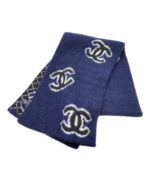 CHANEL（シャネル）CHANEL (シャネル) カシミヤ混ココマークストール ネイビー サイズ:-の古着・服飾アイテム