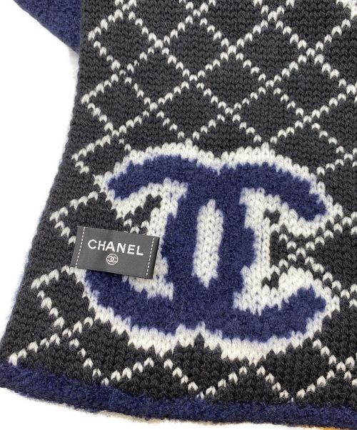 CHANEL（シャネル）CHANEL (シャネル) カシミヤ混ココマークストール ネイビー サイズ:-の古着・服飾アイテム
