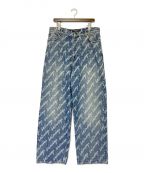 BALENCIAGAバレンシアガ）の古着「Allover Logo Large Fit Trousers」｜インディゴ