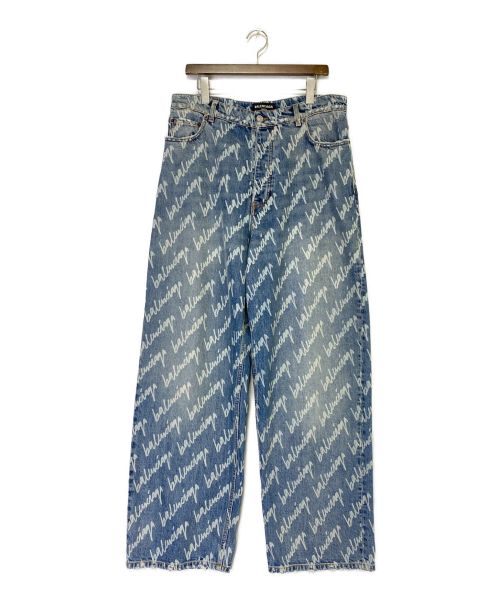 BALENCIAGA（バレンシアガ）BALENCIAGA (バレンシアガ) Allover Logo Large Fit Trousers インディゴ サイズ:Mの古着・服飾アイテム