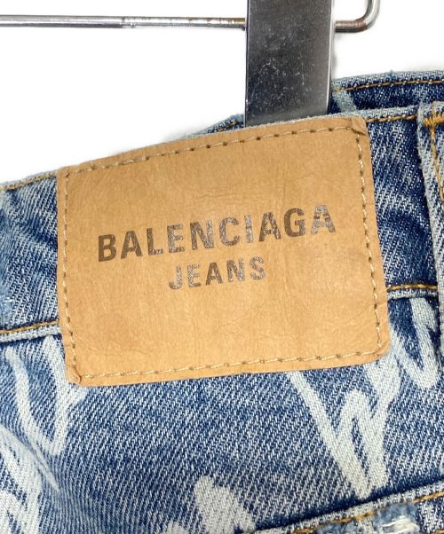 BALENCIAGA（バレンシアガ）BALENCIAGA (バレンシアガ) Allover Logo Large Fit Trousers インディゴ サイズ:Mの古着・服飾アイテム