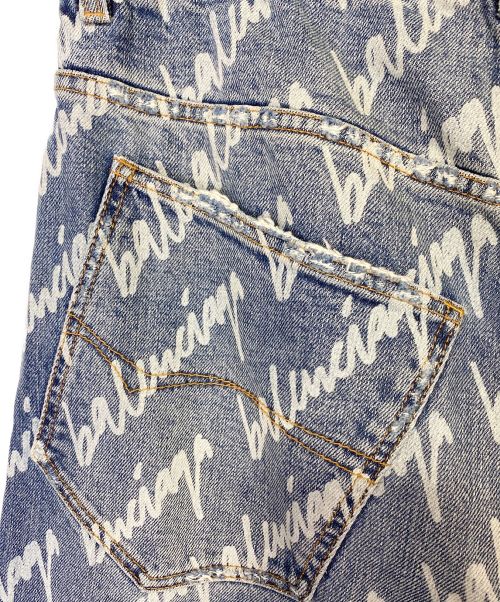 BALENCIAGA（バレンシアガ）BALENCIAGA (バレンシアガ) Allover Logo Large Fit Trousers インディゴ サイズ:Mの古着・服飾アイテム