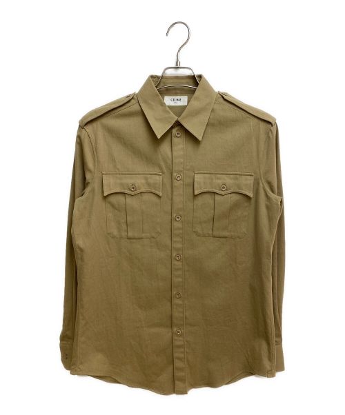 CELINE（セリーヌ）CELINE (セリーヌ) コットンツイルミリタリーシャツ カーキ サイズ:Sの古着・服飾アイテム