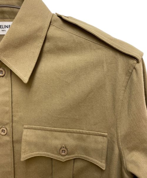 CELINE（セリーヌ）CELINE (セリーヌ) コットンツイルミリタリーシャツ カーキ サイズ:Sの古着・服飾アイテム