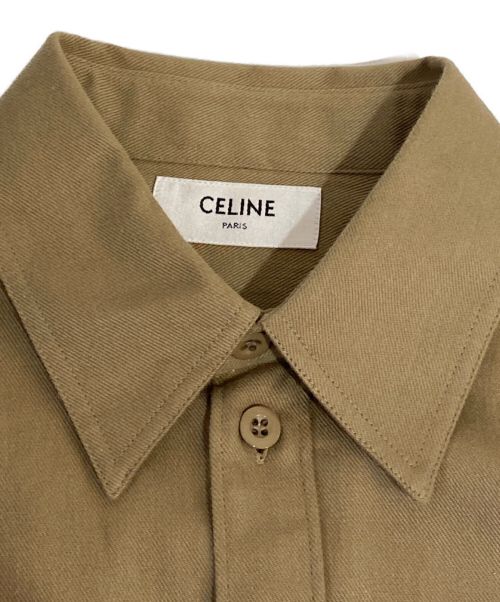 CELINE（セリーヌ）CELINE (セリーヌ) コットンツイルミリタリーシャツ カーキ サイズ:Sの古着・服飾アイテム
