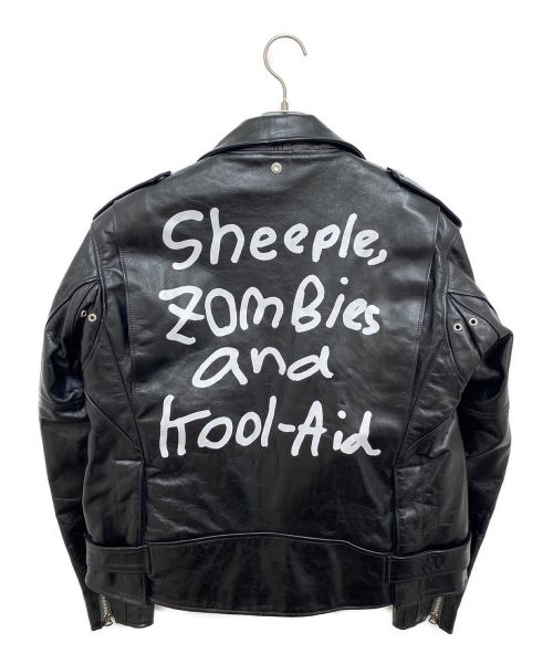 sacai（サカイ）sacai (サカイ) 22AW MADSAKI Print Schott Leather Blouson ブラック サイズ:2の古着・服飾アイテム