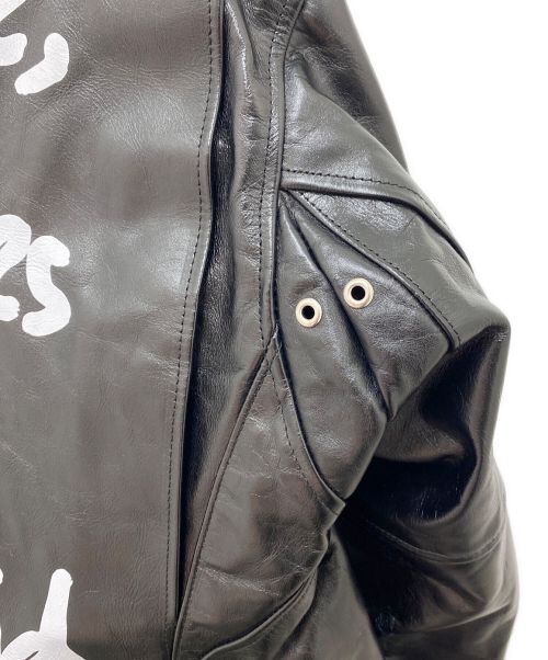 sacai（サカイ）sacai (サカイ) 22AW MADSAKI Print Schott Leather Blouson ブラック サイズ:2の古着・服飾アイテム