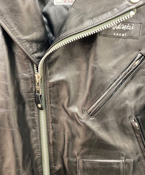 sacai（サカイ）sacai (サカイ) 22AW MADSAKI Print Schott Leather Blouson ブラック サイズ:2の古着・服飾アイテム