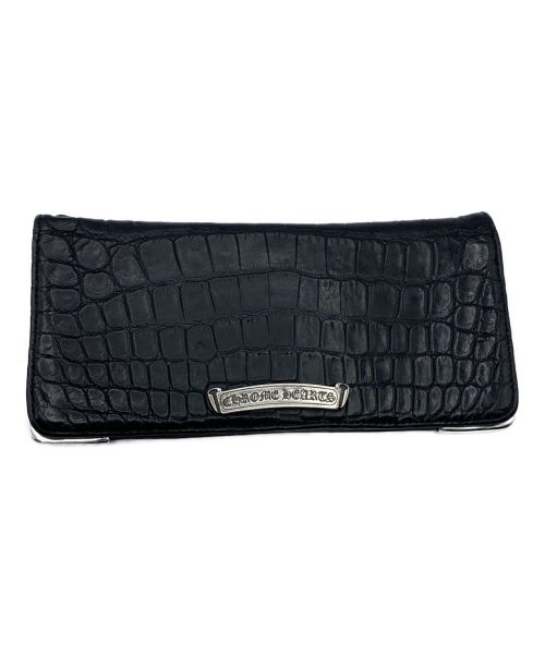 CHROME HEARTS（クロムハーツ）CHROME HEARTS (クロムハーツ)  ALLIGATOR LONG SINGLE FOLD WALLET ブラック サイズ:FREEの古着・服飾アイテム
