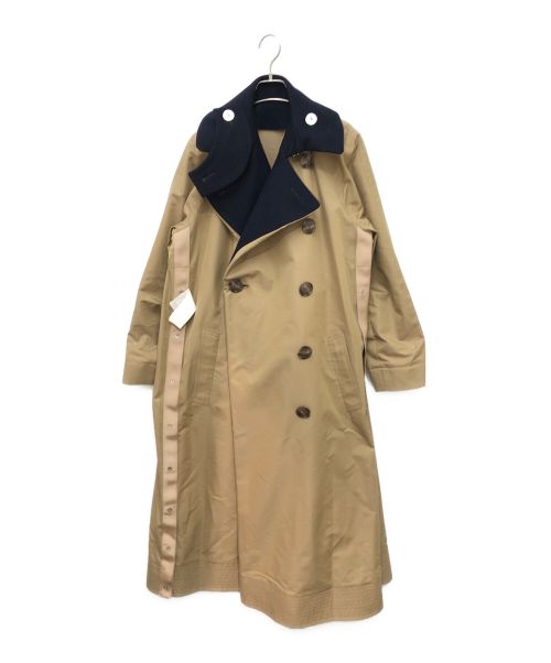 sacai（サカイ）sacai (サカイ) 21AW Wool Melton Coat ネイビー×ベージュ サイズ:2の古着・服飾アイテム