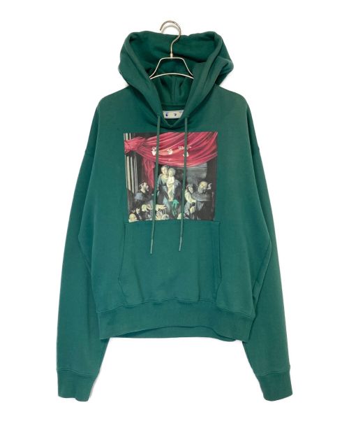 OFFWHITE（オフホワイト）OFFWHITE (オフホワイト) CARAVAGGIO PAINTING OVER HOODIE カーキ サイズ:Mの古着・服飾アイテム
