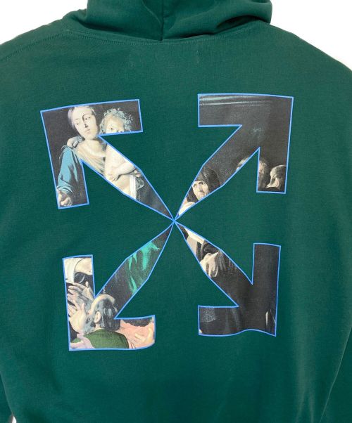 OFFWHITE（オフホワイト）OFFWHITE (オフホワイト) CARAVAGGIO PAINTING OVER HOODIE カーキ サイズ:Mの古着・服飾アイテム