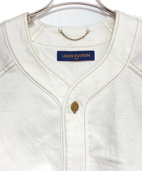 LOUIS VUITTON（ルイ ヴィトン）LOUIS VUITTON (ルイ ヴィトン) EMBOSMONOGRAM DENIM BASEBALL SHIRT ホワイト サイズ:XXLの古着・服飾アイテム