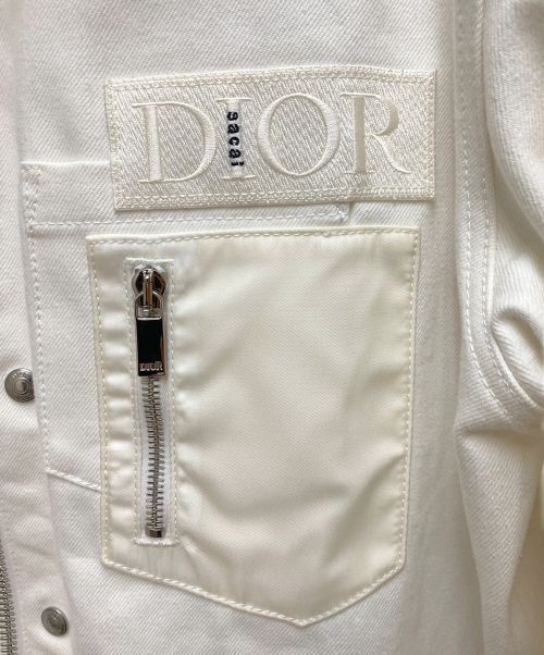 Dior（ディオール）Dior (ディオール) sacai (サカイ) ナイロン切替ジップアップデニムジャケット ホワイト サイズ:50の古着・服飾アイテム