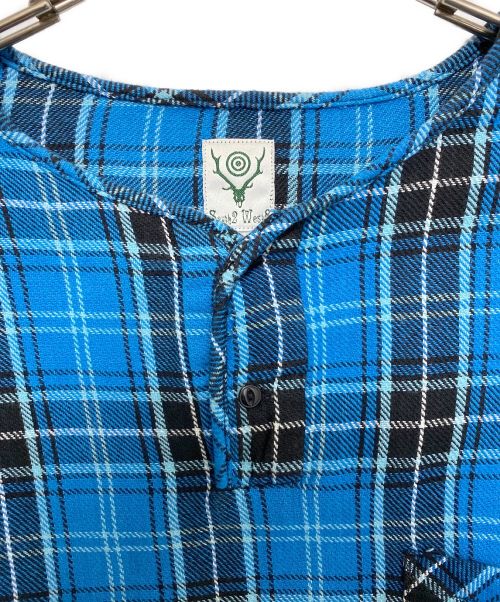 South2 West8（サウスツー ウエストエイト）South2 West8 (サウスツー ウエストエイト) Henly Neck Shirt-Plaid Twill ブルー×ブラック サイズ:XSの古着・服飾アイテム