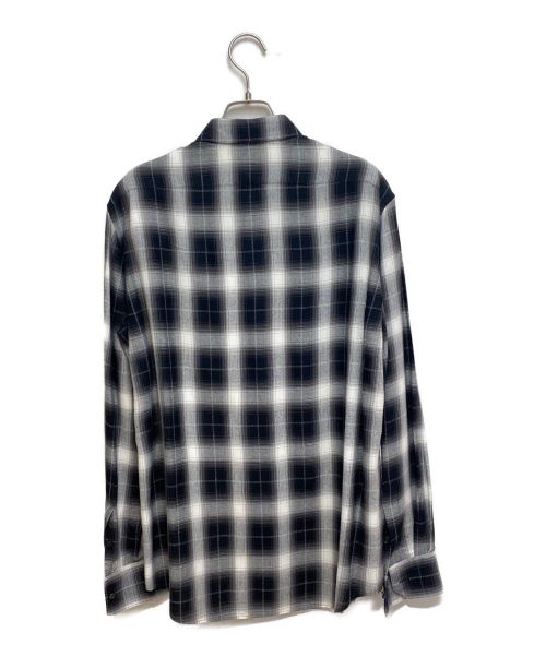 CELINE（セリーヌ）CELINE (セリーヌ) レーヨンチェックシャツ ブラック×ホワイト サイズ:Mの古着・服飾アイテム