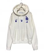 OFFWHITE×New Eraオフホワイト×ニューエラ）の古着「Drawstring Hoodie」｜ホワイト×ブルー