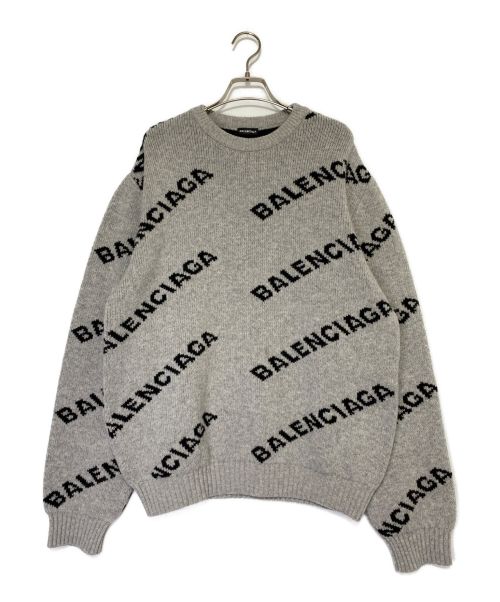 BALENCIAGA（バレンシアガ）BALENCIAGA (バレンシアガ) ALL OVER LOGO SWEATER グレー サイズ:Lの古着・服飾アイテム