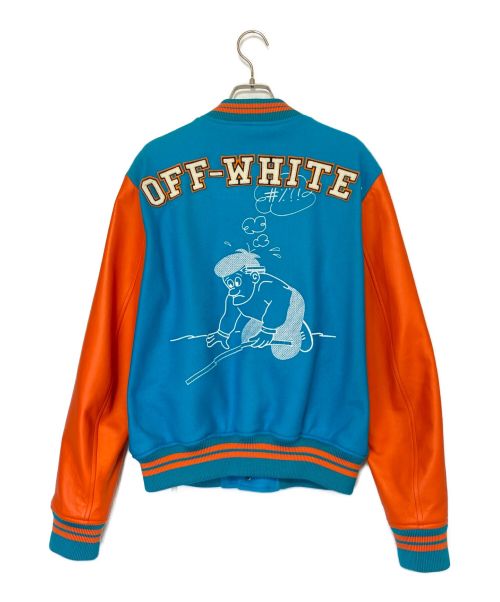 OFFWHITE（オフホワイト）OFFWHITE (オフホワイト) OW VARSITY LEATHER ブルー サイズ:Mの古着・服飾アイテム