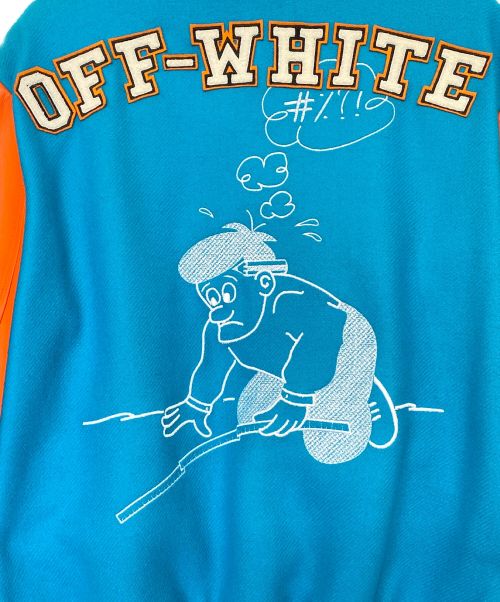 OFFWHITE（オフホワイト）OFFWHITE (オフホワイト) OW VARSITY LEATHER ブルー サイズ:Mの古着・服飾アイテム