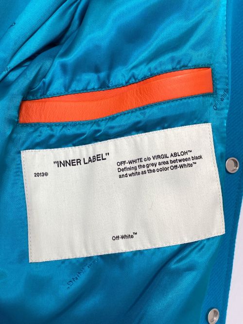 OFFWHITE（オフホワイト）OFFWHITE (オフホワイト) OW VARSITY LEATHER ブルー サイズ:Mの古着・服飾アイテム