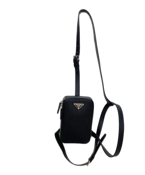 PRADA（プラダ）PRADA (プラダ) サフィアーノショルダーバッグ ブラックの古着・服飾アイテム